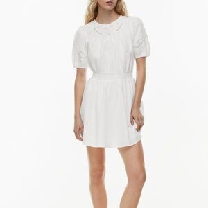 Aritzia Little Moon adorable white embroidered Coast Poplin mini dress